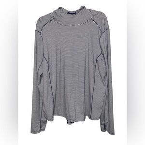 Duluth Trading Co Blue White Striped Thumbholes Long Sleeve Athletic Shirt XXL